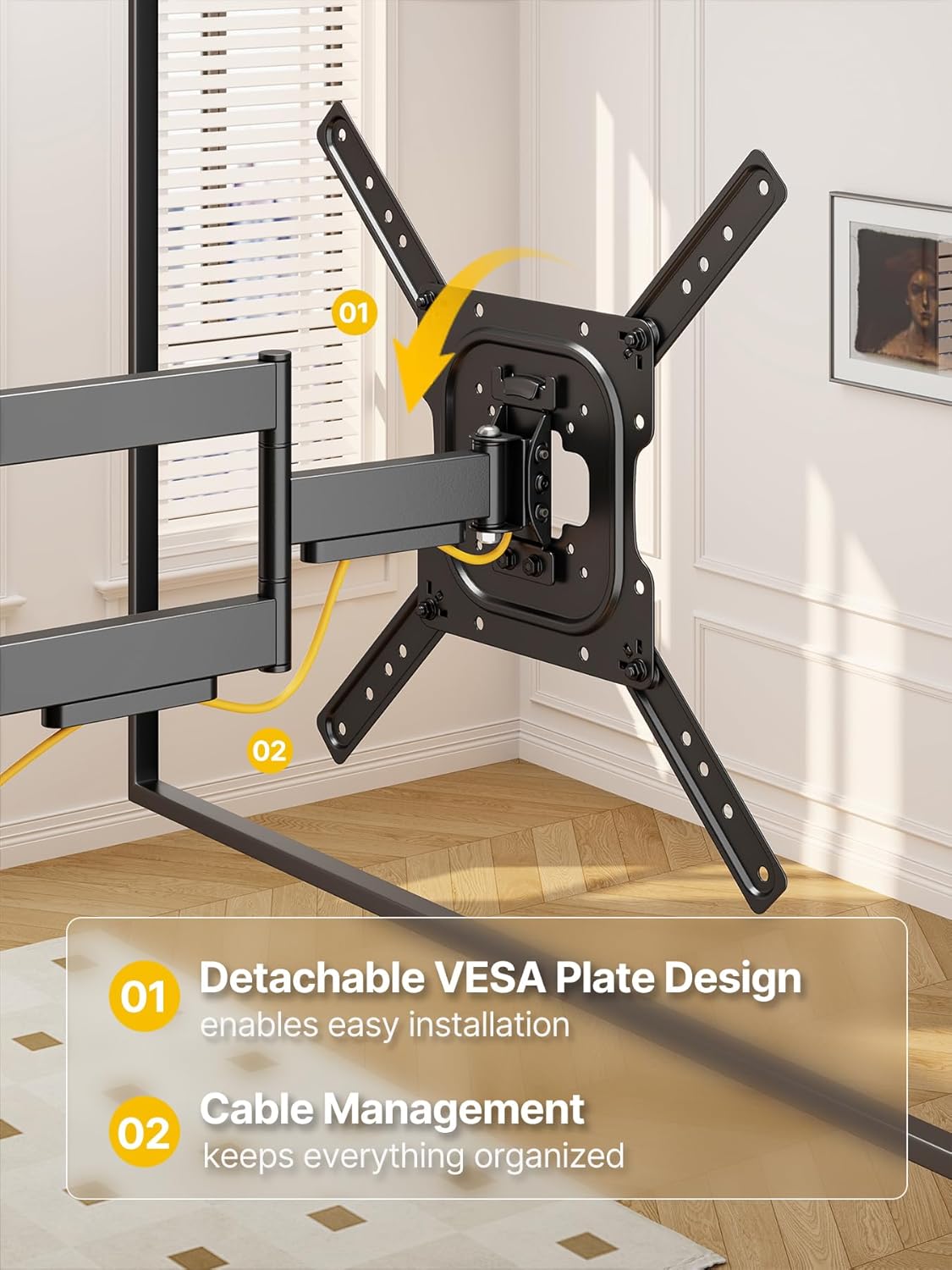 monTEK Full Motion TV Wall Mount - Swivel & Tilt Bracket for 23-65 Inch TVs | Max VESA 400x400mm, 77 lbs Capacity
