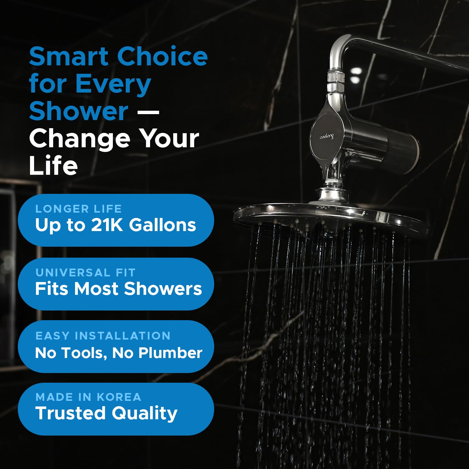 Coolang ACF Shower Filter for Hard Water, NSF Certified, 21000 Gallon Life