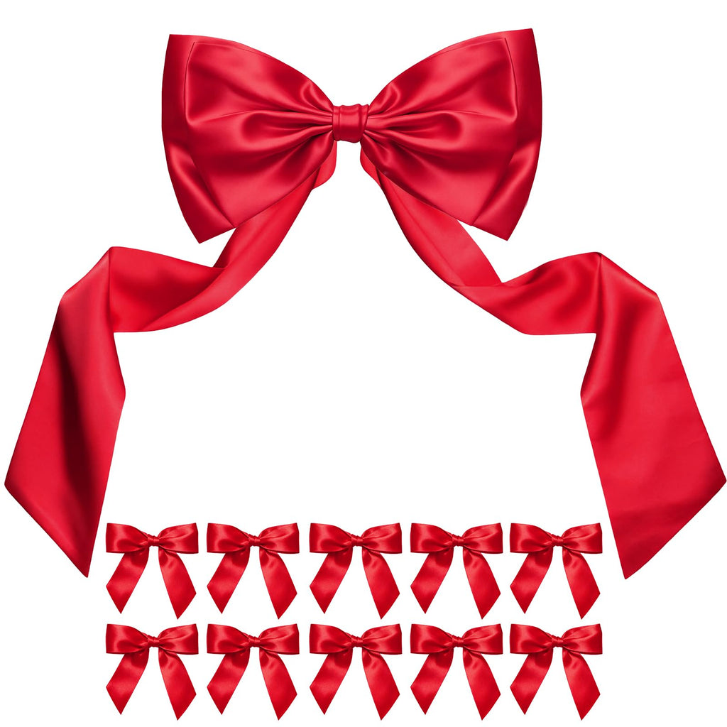 Christmas Decorations - 6.5 Ft Giant Christmas Bows for Tree Decor, Large Satin Coquette Decorative Bows for Tree Topper Wall Wedding Birthday Home Room Party Valentines (red)