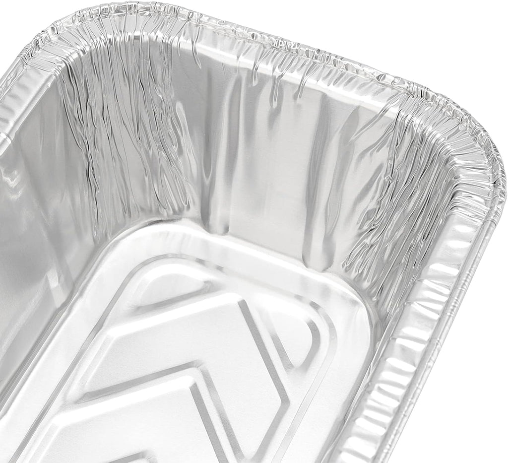MANCHAP Foil Bread Baking Pans - 100 Pack Aluminum Trays for Food Storage | 8.6 x 4.5 x 2.4 Inch Silver
