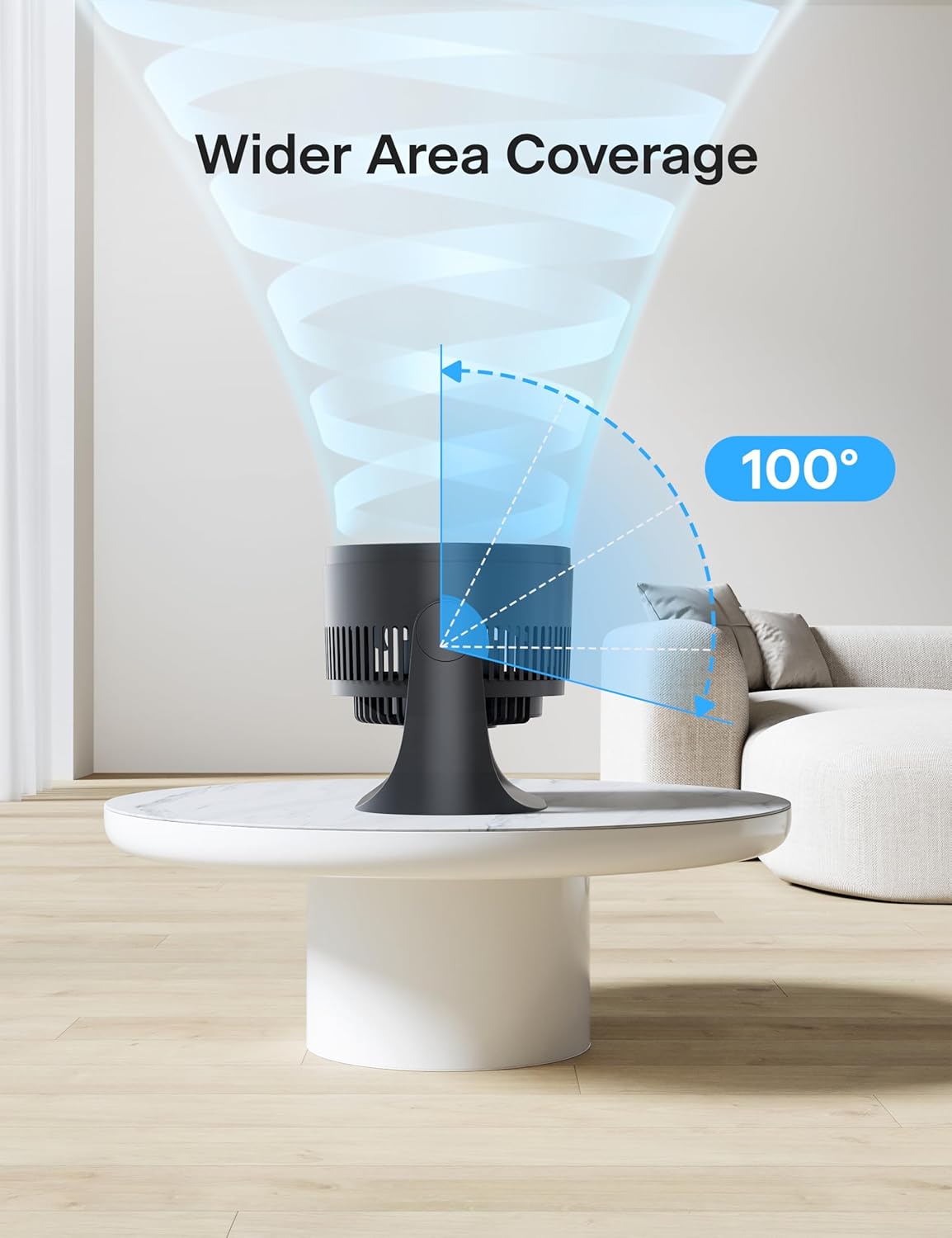 Pelonis 7-Inch Table Fan - 3 Speed Small Room Air Circulator with 100° Adjustable Head Tilt | Black