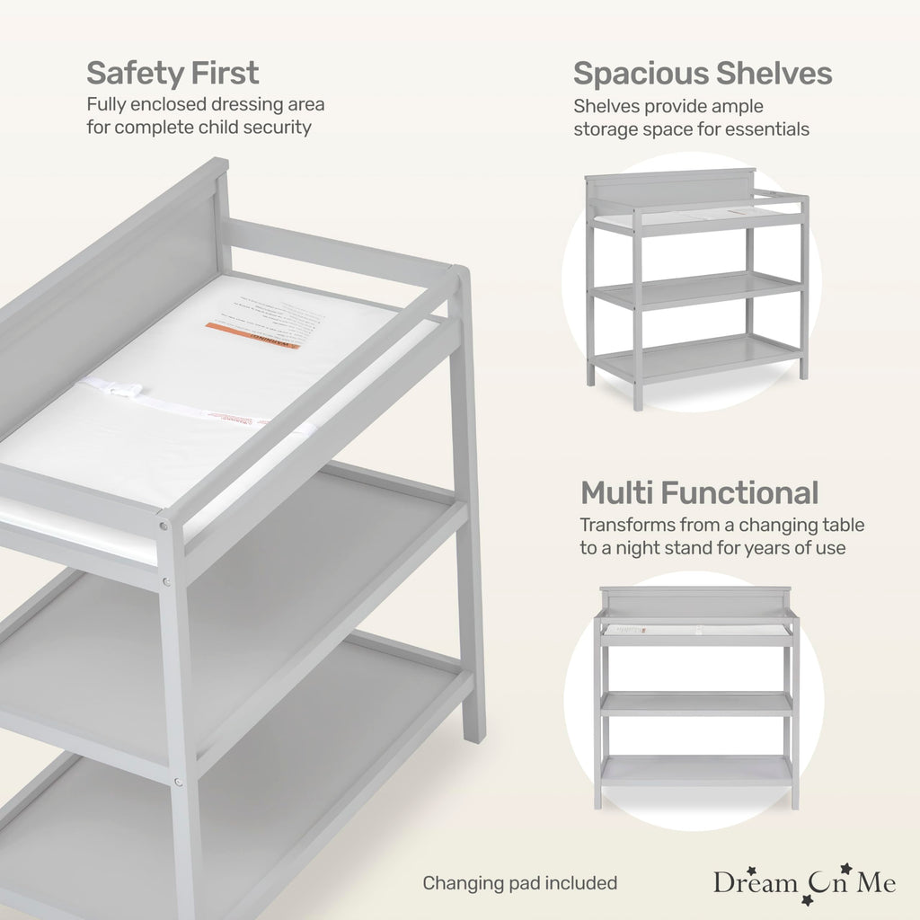 Dream On Me Jax Universal Changing Table, Pebble Grey 34x20x40 Inch (Pack of 1)