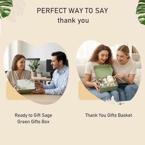 CARAKNOTS Thank You Gift Basket - Sage Green Spa Set with 12oz Mug & Joy Jar for Women, Teachers & Friends