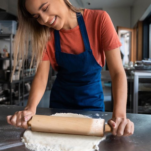 Glad Wood Rolling Pin - 17.5 Inch Heavy-Duty Dough Roller for Baking Pizza & Cookies