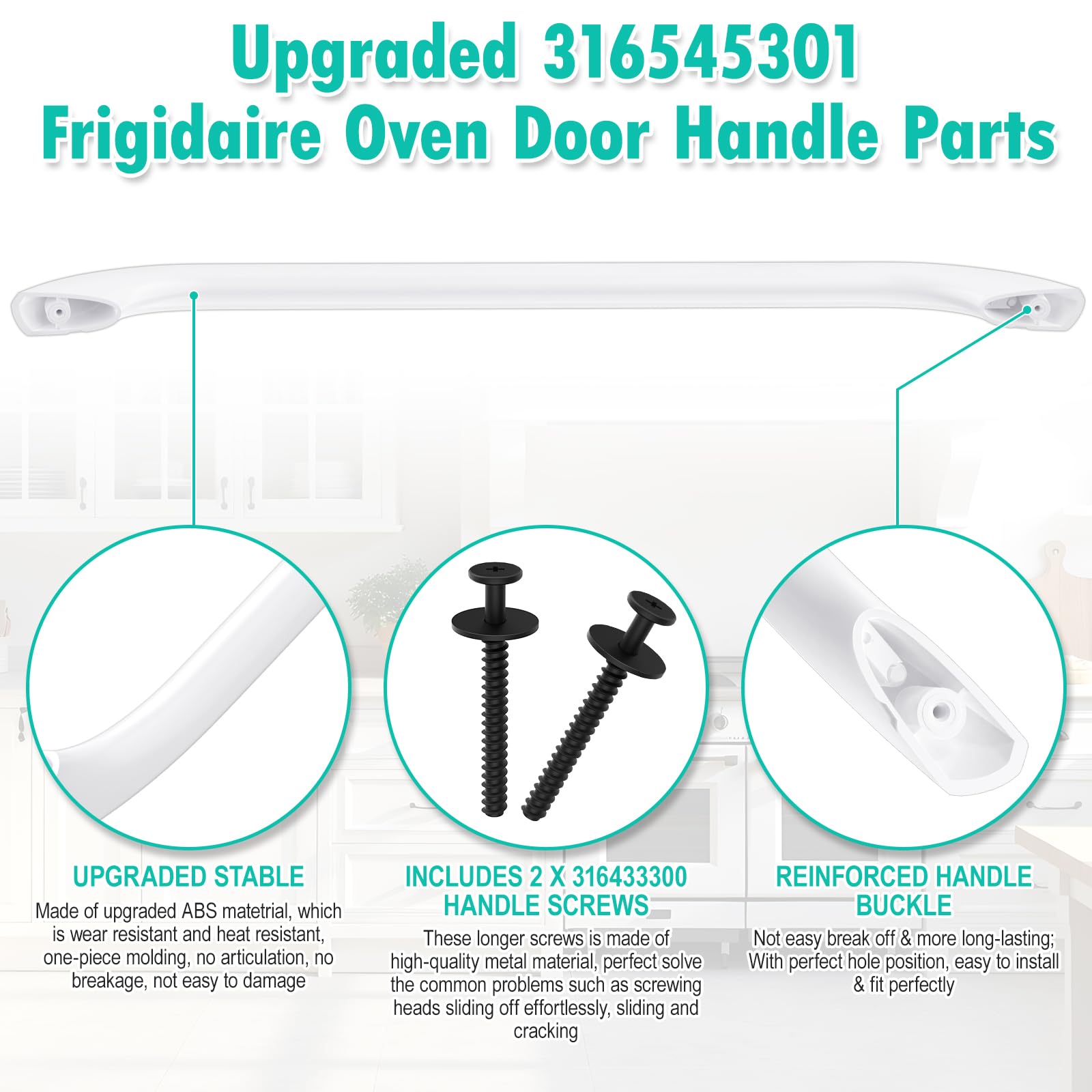 Upgraded 316545301 Oven Door Handle Replacement Compatible with Frigidaire Kenmore Crosley Stove Oven Handle Replacement 316020200 1614011 AP4527354 Range Oven Handle for Gas/Electric Range Stove