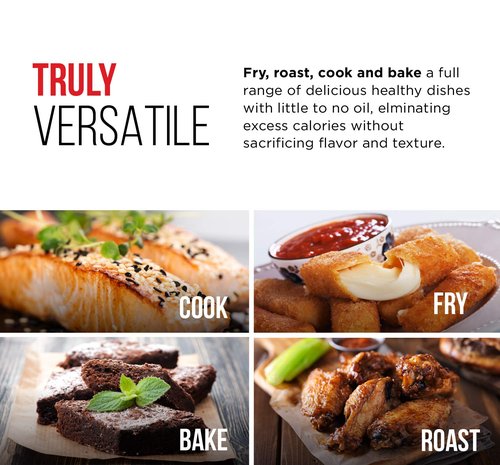 CHEFMAN Small Air Fryer Healthy Cooking, 3.6 Qt, User Friendly, Nonstick, Digital Touch Screen, Dishwasher Safe Basket, w/ 60 Minute Timer & Auto Shutoff, Matte Black, Cookbook Included
