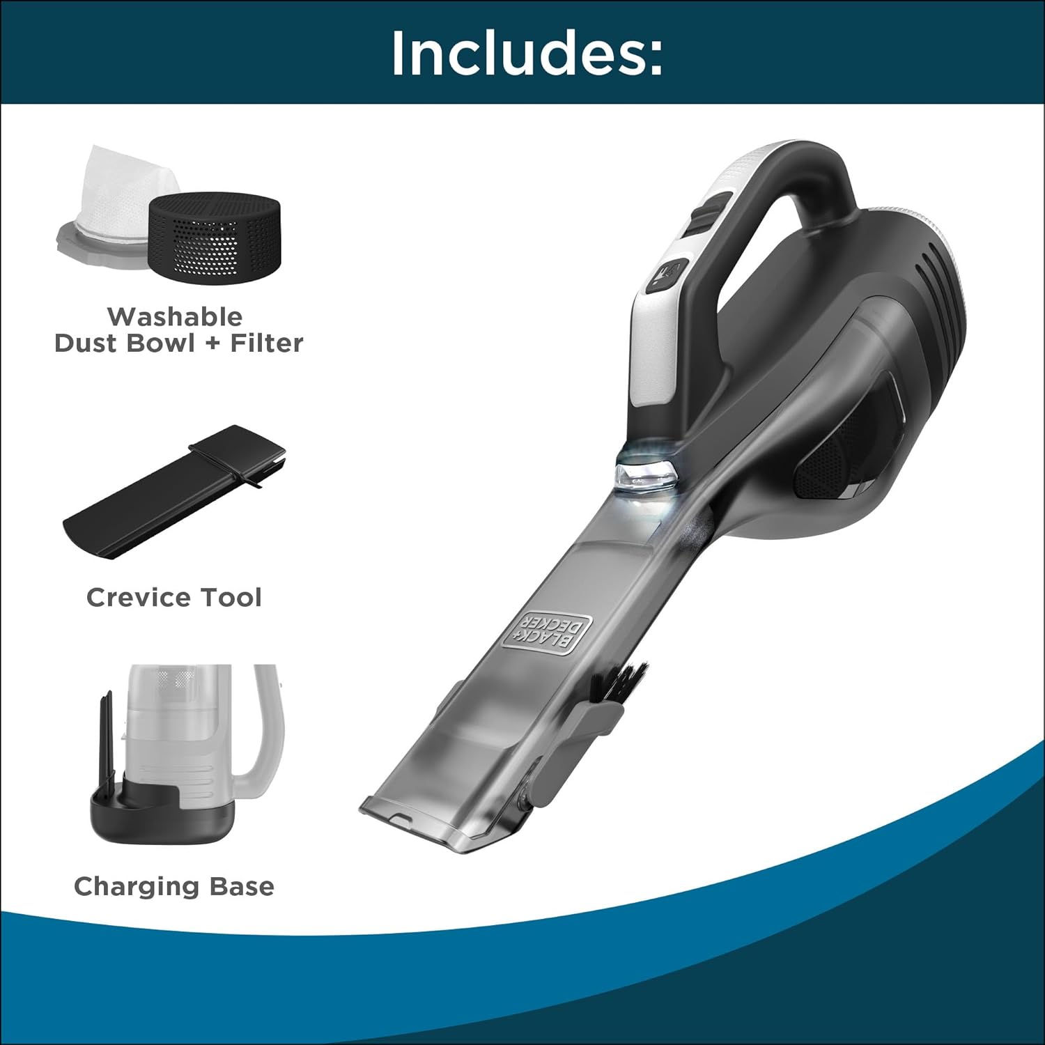 BLACK+DECKER Dustbuster Handheld Vacuum - Cordless, Lightweight Design with LED Light & Crevice Tool
