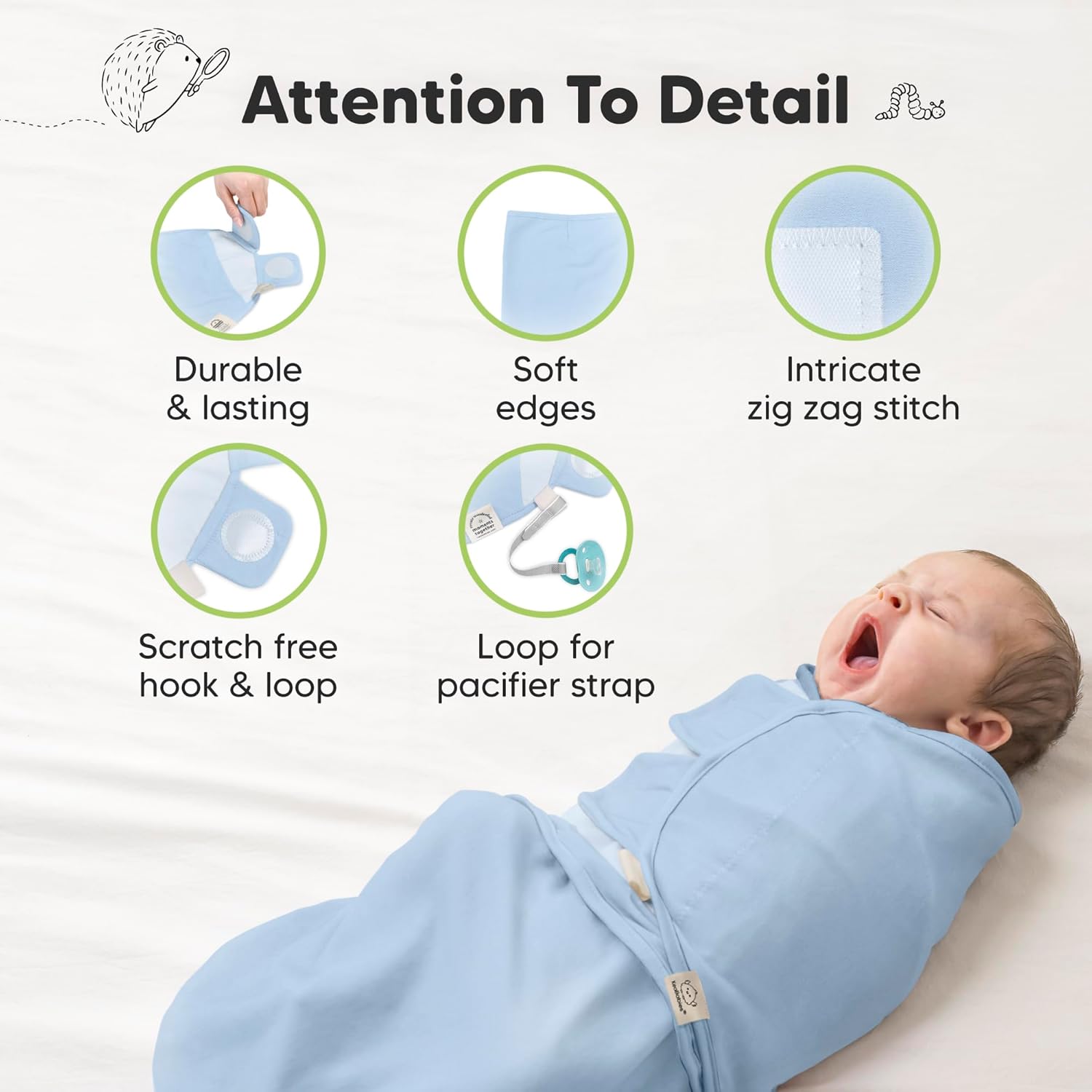 Skiennix 3-Pack Organic Baby Swaddle Sleep Sacks - Soft & Snug Newborn Swaddles for Infants 0-3 Months | ABC Land Cloud Design