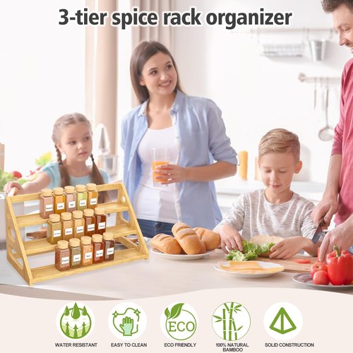 Banlilus Spice Rack - Bamboo Spice Rack Organization for Cabinet/Countertop