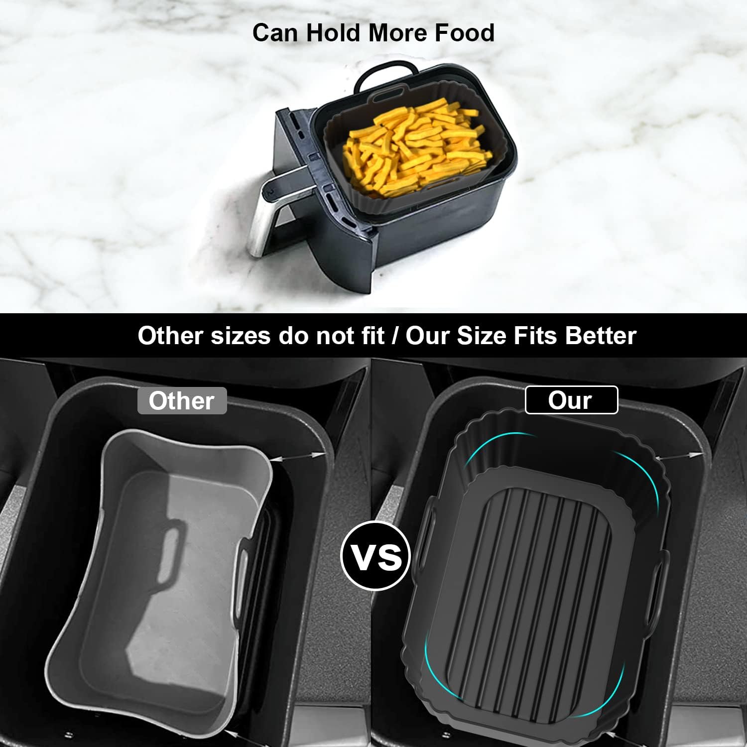 Skiennix Silicone Air Fryer Liners - Reusable 2-Pack for Ninja Foodi & 8-10QT Air Fryers