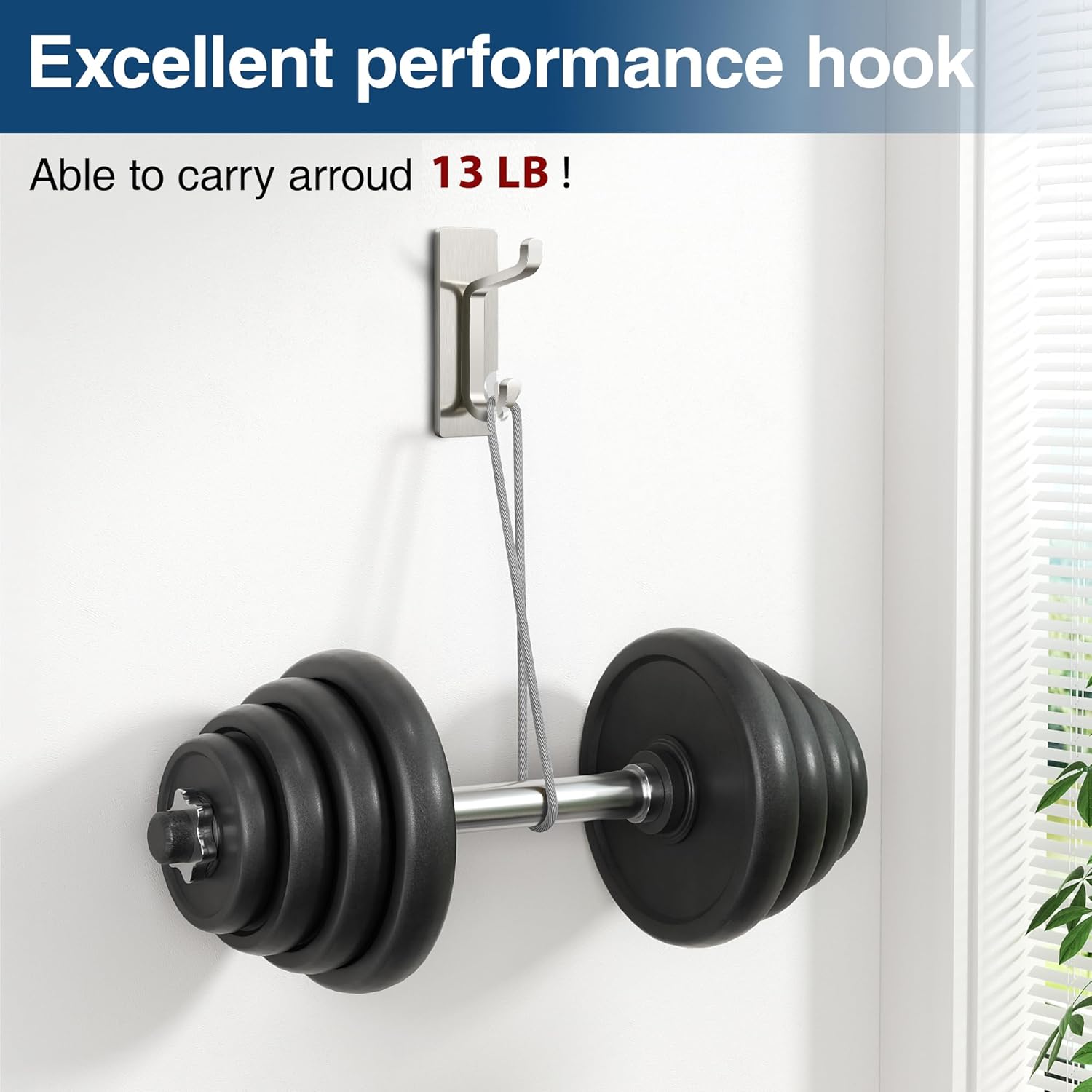 Pickpiff Wall Hooks - 13LB Strong Adhesive Coat & Towel Hangers | Brushed Nickel, 12 Pack