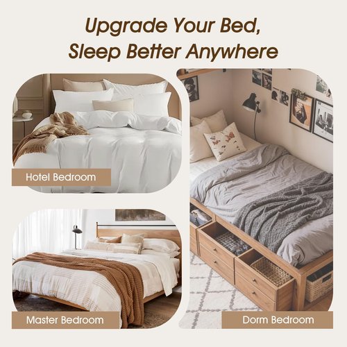 downluxe Standard Size Pillows Set of 4 – Premium Down Alternative Bed Pillows for Back, Side & Stomach Sleepers, White