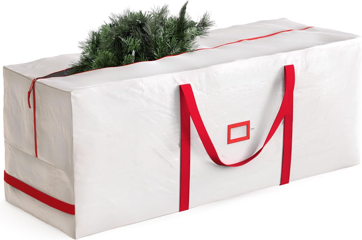 Zober Christmas Tree Storage Bag - Waterproof & Durable for 9 Ft Artificial Trees - White with Label Slot