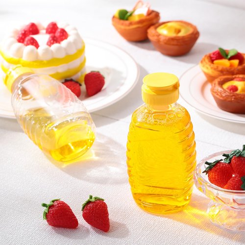 Tioncy 96 Pcs 8oz Plastic Honey Squeeze Bottles Bulk Honey Dispenser Squeeze Containers with Flip Lid Clear Empty Jar for Easy Storing and Dispensing