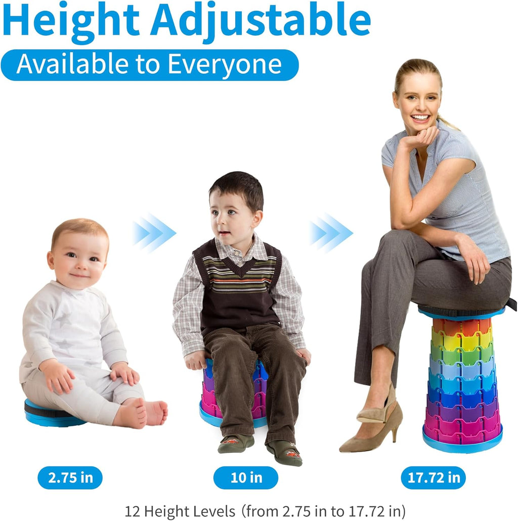 VECELO Telescoping Folding Stool - Portable Collapsible Design | 400lbs Capacity, Rainbow Blue