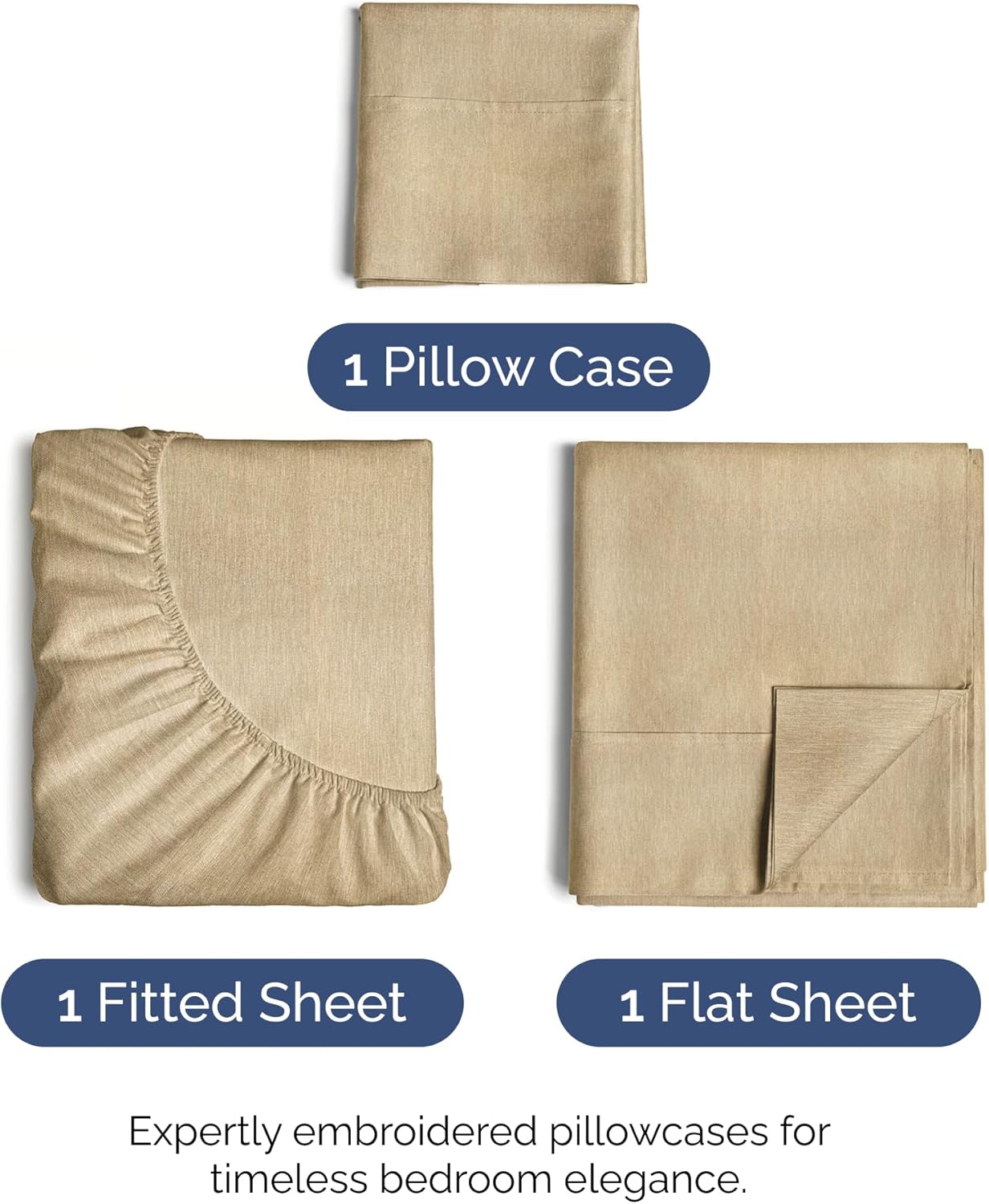 Skiennix Twin Size Sheet Set - Comfy Cooling Bed Sheets for Ultimate Comfort - Tan, Deep Pockets, Soft & Wrinkle-Free