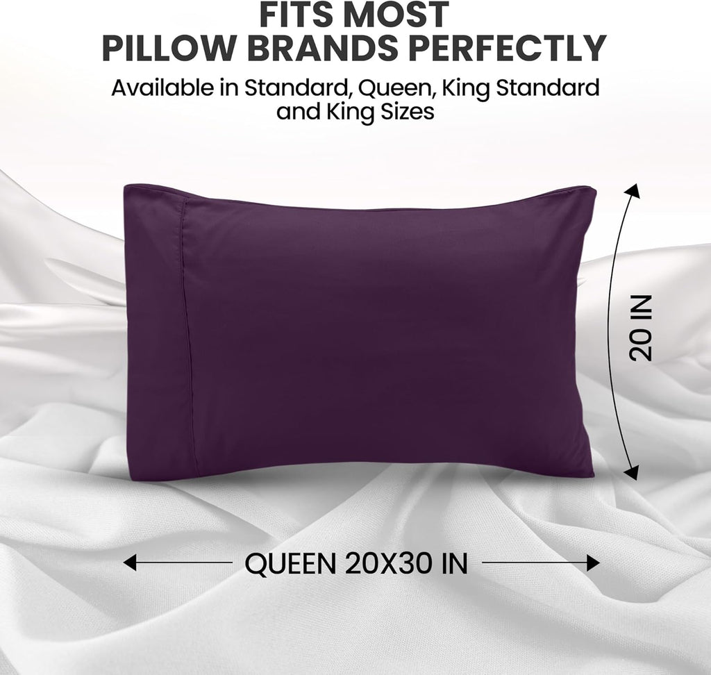 Utopia Bedding Queen Pillow Cases - Soft Brushed Microfiber - 2 Pack | Fade Resistant 20 X 30 Inches (Purple)
