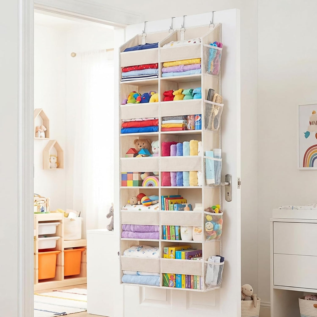 Ofiray Home Over The Door Organizer - Extra Large 5-Tier Storage with 10 Compartments | Beige, 80 lbs Capacity