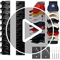 Black Baseball Cap Organizer - Wall Mount Hat Rack for 20 Caps