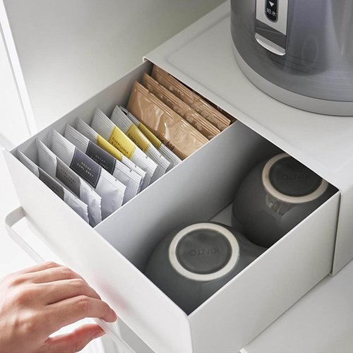 Spalivivre Home Tower Kitchen Appliance Stand with Drawer for Countertop, Space Saving Under-Appliance Storage Organizer for Kettle, Coffee Makers, Mixers, Sugar, Tea Bags, Coffee Pod