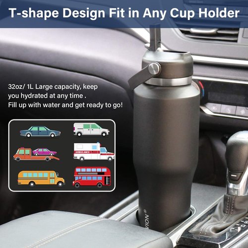 HYDROWION Insulated Water Bottle - 32oz with Straw Lid & Flex Cap | Leakproof Travel Mug in Olive