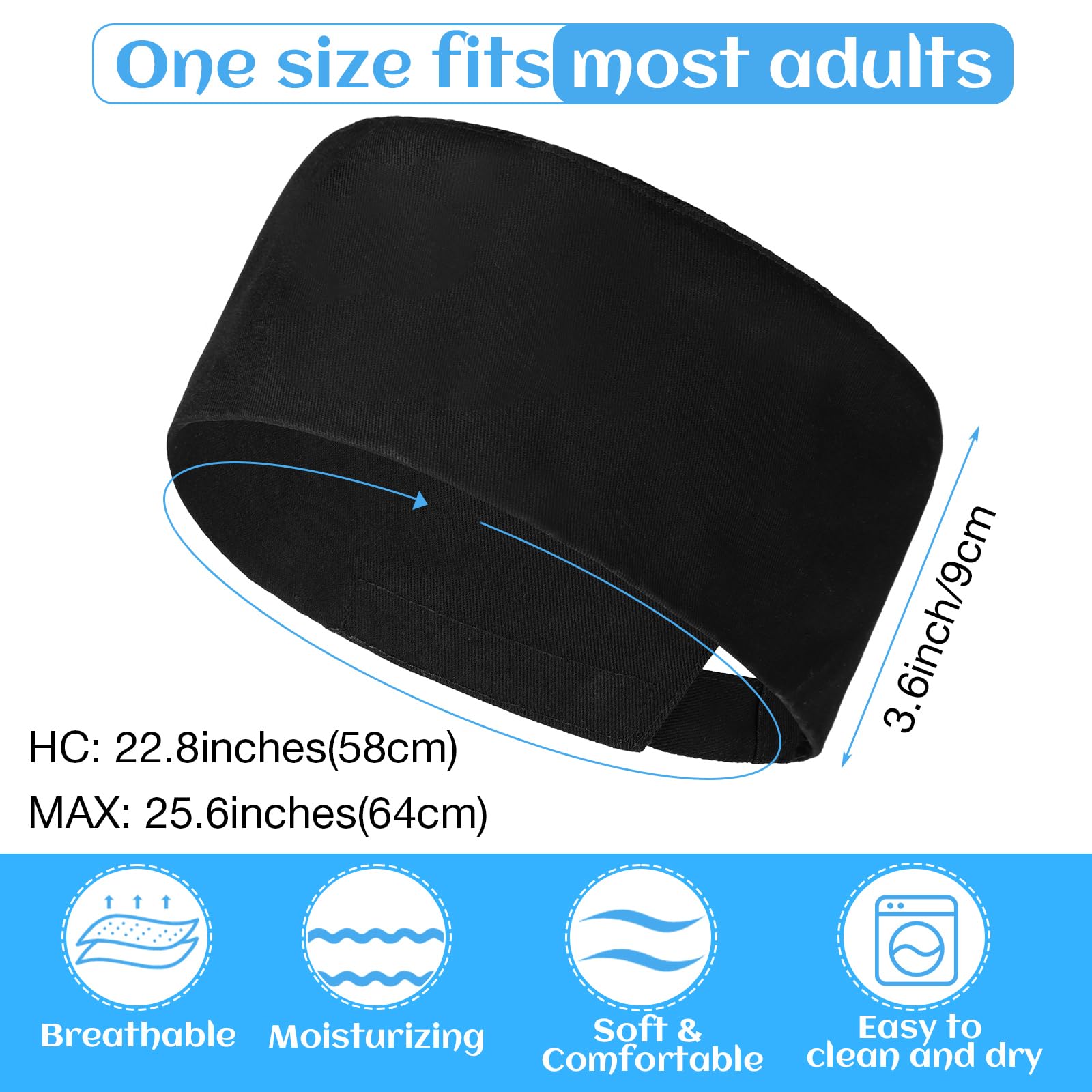 Jeere 50 Pcs Unisex Chef Hat Adjustable Kitchen Cooking Caps Sushi Beanie Breathable Mesh Top Skull Cap for Men Women Adult (Black)