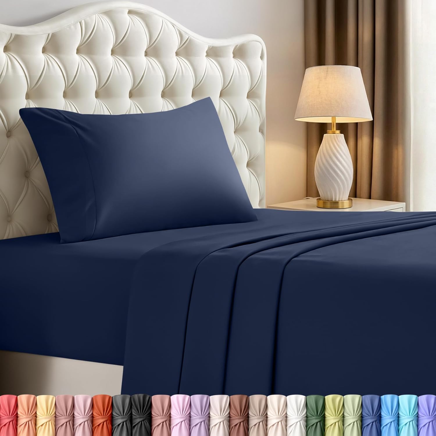 Utopia Bedding Twin Sheet Set - Soft, Breathable Microfiber | 3-Piece Bed Sheets in Navy Blue