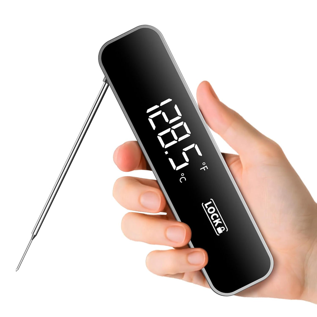 Skiennix Professional Instant Read Meat Thermometer - Digital Cooking & BBQ Thermometer | Fast 0.3S Read Time, Grey