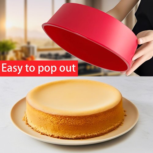 AVIDON 8 inch Cake Pans- Silicone Round Cake Molds for Layer Cake, Cheese Cake and Chocolate Cake, Non-stick and dishwasher safe silicone baking pans (1)