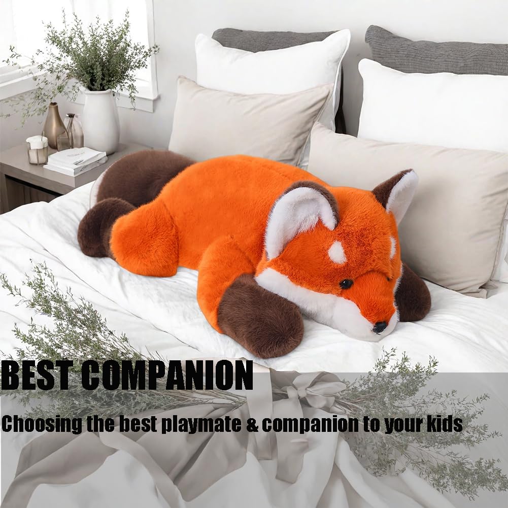 Labauxite Cute Fox Plush Pillow, Kawaii Plushies Red Fox Stuffed Animals, Cuddle Foxes Plush Pillow for Kids & Girls (11.8in)