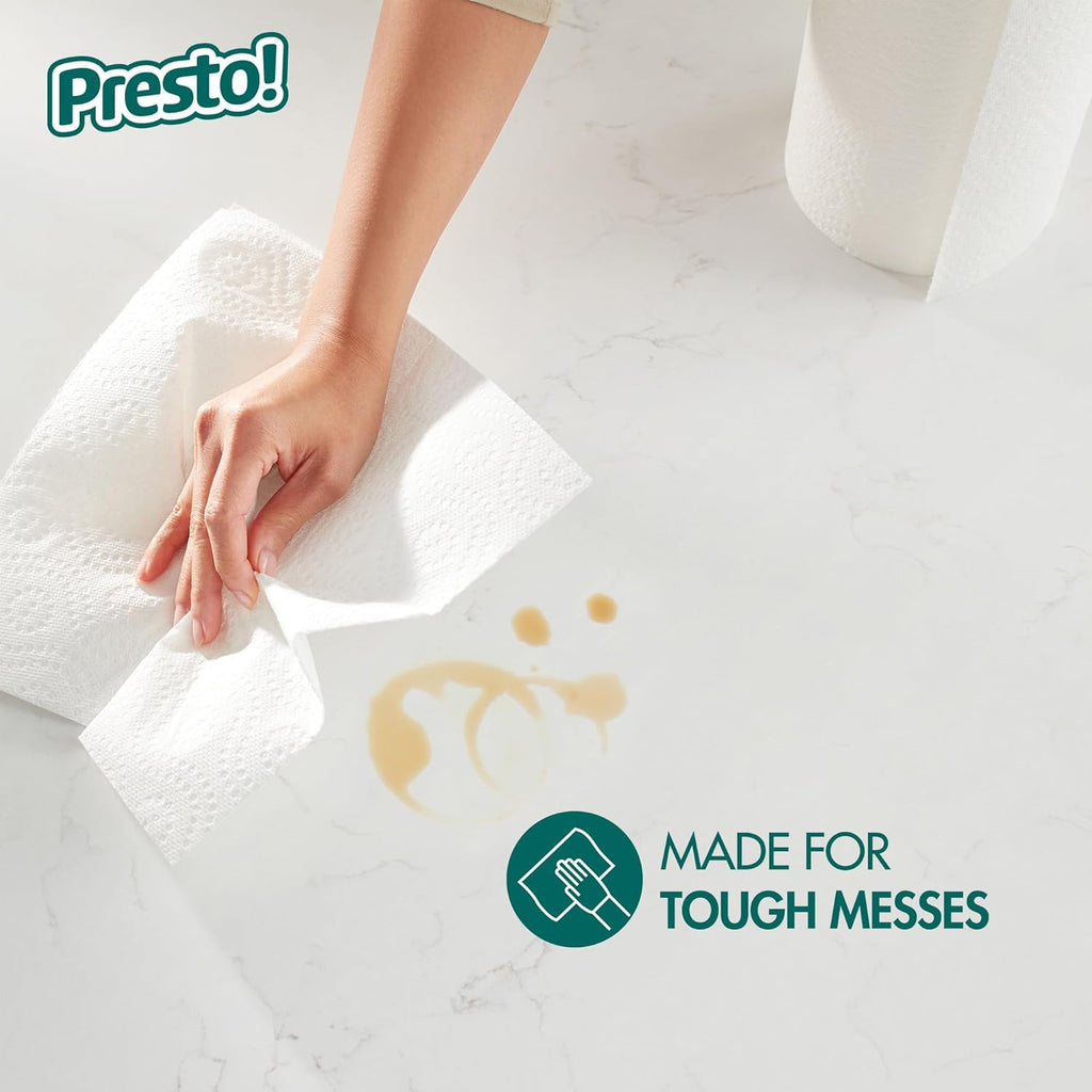 Presto! Ultra-Strong Premium Paper Towels - Flex-a-Size, 158 Sheets, 12 Huge Rolls (2 Packs of 6) - White
