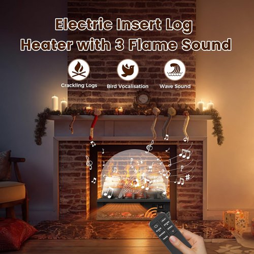 Freestanding Electric Fireplace Log Set by [Brand Name] - 21” Heater with Remote, 8-Hour Timer & Adjustable Flame