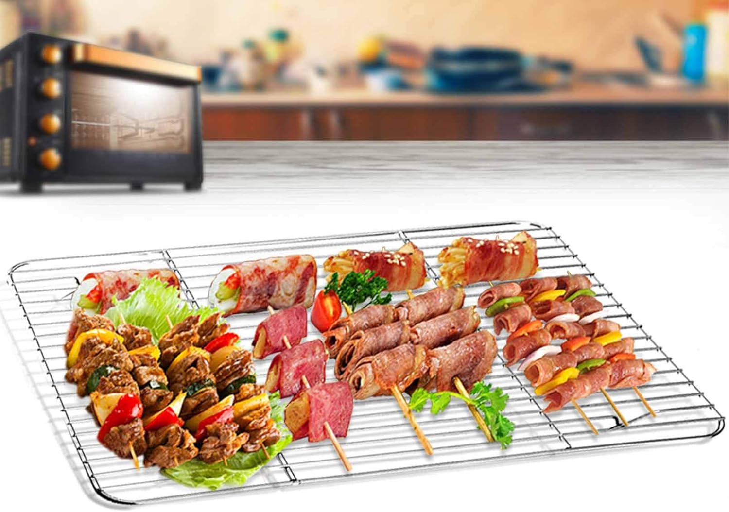TeamFar Baking Sheet Set - Stainless Steel Cookie Pans with Racks | Non-Toxic, Easy Clean, Dishwasher Safe - 4 Pack