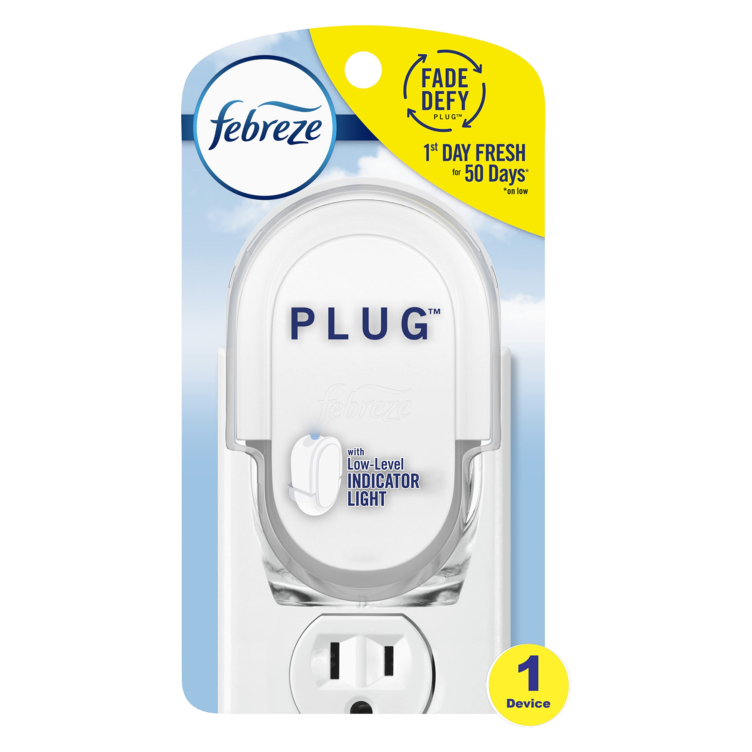 Febreze Plug In Air Freshener, Odor-Fighting Scented Oil Warmer Device, Air Fresheners for Home and Bathroom and Kitchen, 1 Count