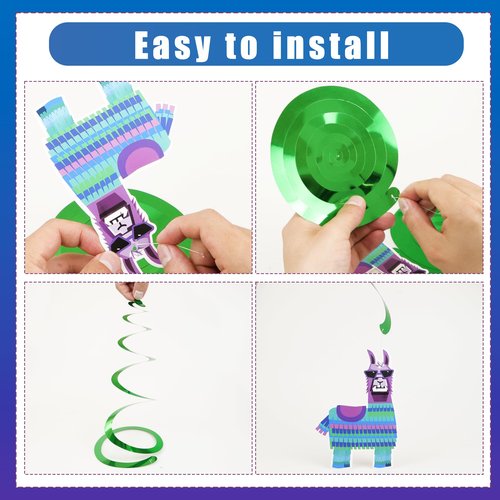 Video Game Hanging Swirls 41Pcs Llama Themed Birthday Party Decoration for Video Game Party Supplies Llama Theme Birthday Decor Favor