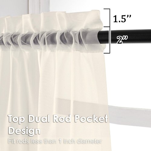 OVZME Cream Sheer Curtains 84 Inches Long 2 Panels - Soft Light Filtering Window Sheer Panels for Living Room/Bedroom, Top Dual Rod Pocket, 1 Pair, Each 42Wx84L Inches