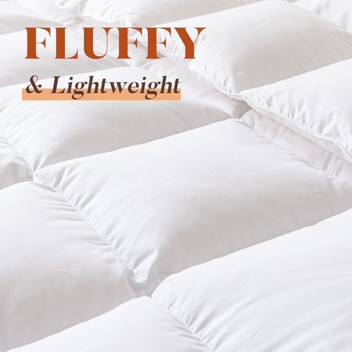 Cosybay King Size Feather Down Fiber Comforter Ultra Fluffy Duvet Insert, All Season White Cotton Cover Luxury Hotel Bed Comforter with Corner Tabs, 106x90 Inch