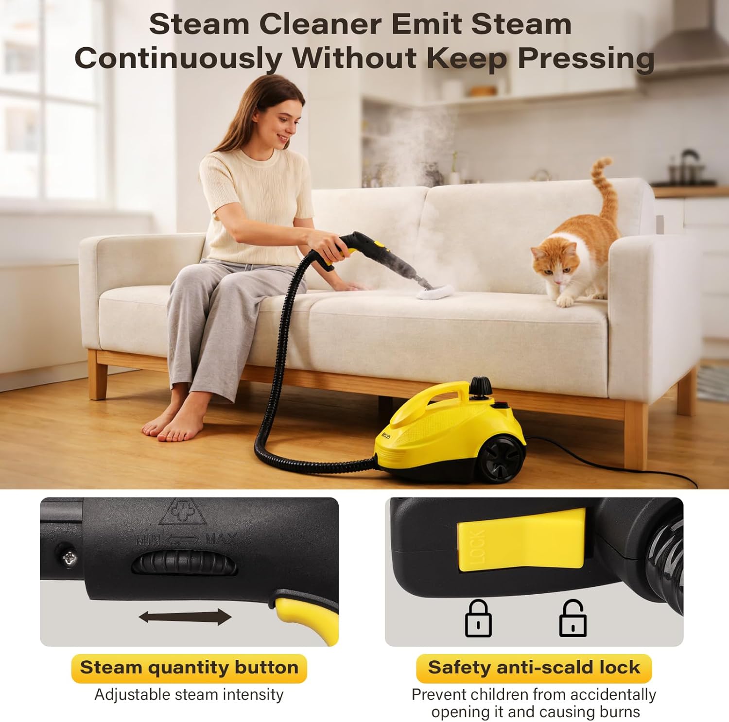 Skiennix Steam Cleaner - Powerful Multipurpose Steamer with 23 Accessories | 16.4ft Power Cord for Home Cleaning