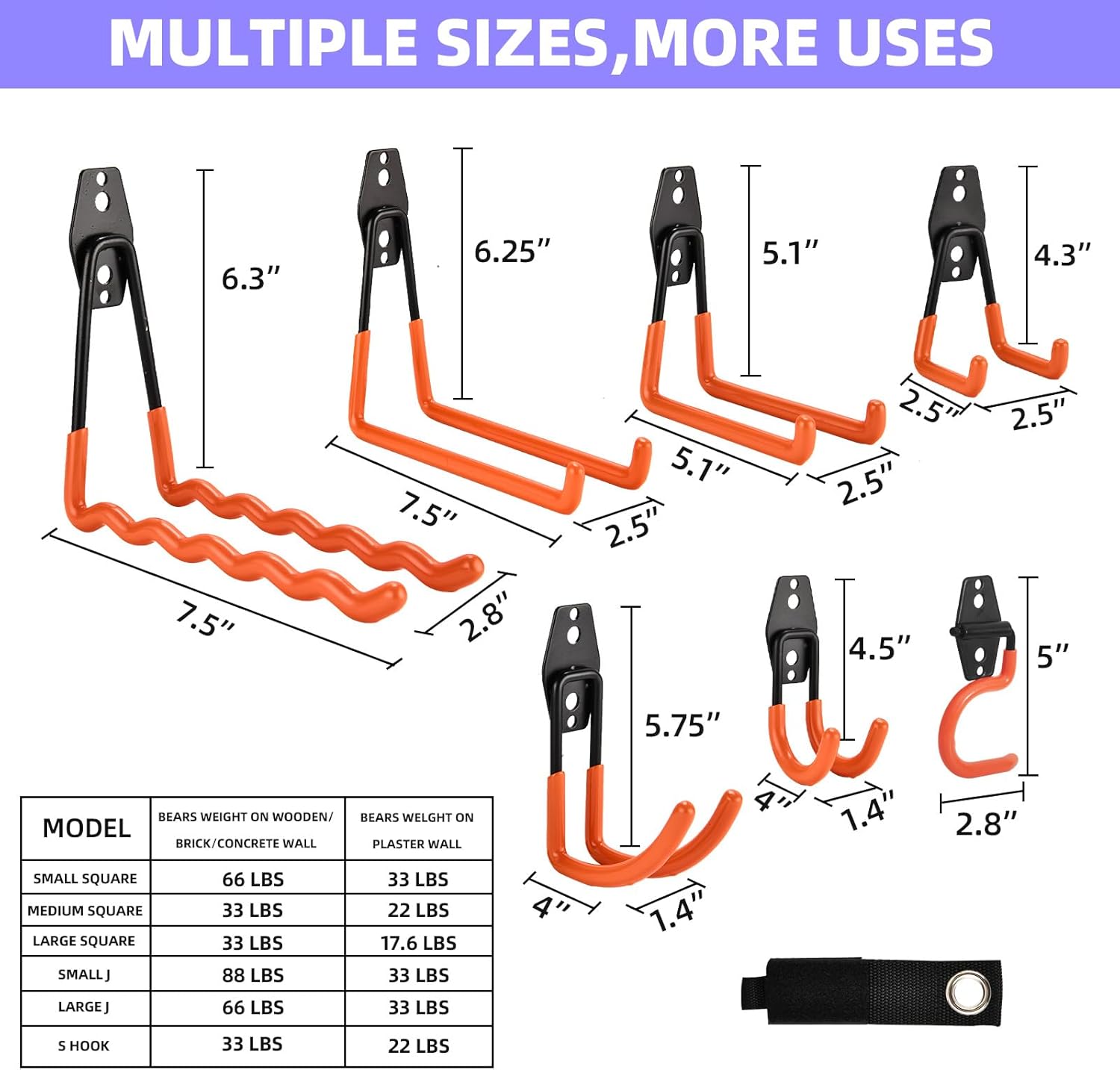Skiennix Heavy-Duty Garage Hooks - 24 Pack Steel Wall Mount Hangers for Bikes, Tools & Ladders