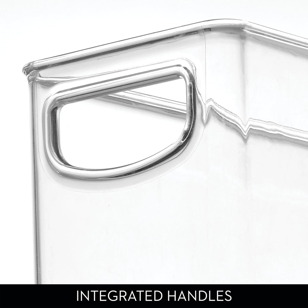 iDesign Small Stackable Storage Bins with Handles, Set of 4, Clear