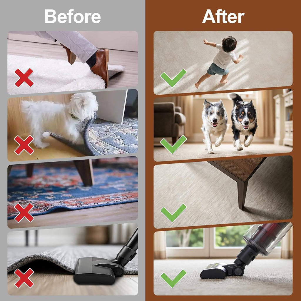 Skiennix Non-Slip Rug Grippers - Dual-Sided Adhesive Carpet Pads for Hardwood & Tile Floors | 8 PCS