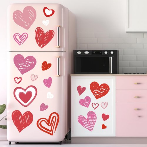 JarThenaAMCS 9 Sheets Valentine Wall Stickers Love Heart Wall Decals Large Room Mural Stickers for Wedding Anniversary Party, 7.9 x 11.8 Inch