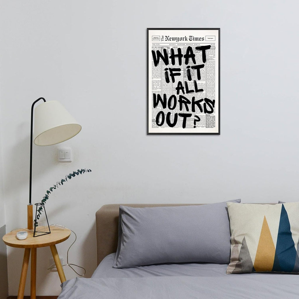 Skiennix Black And White Newspaper Canvas Poster - Inspirational Quote Wall Art | 8x12in Positive Affirmations Decor