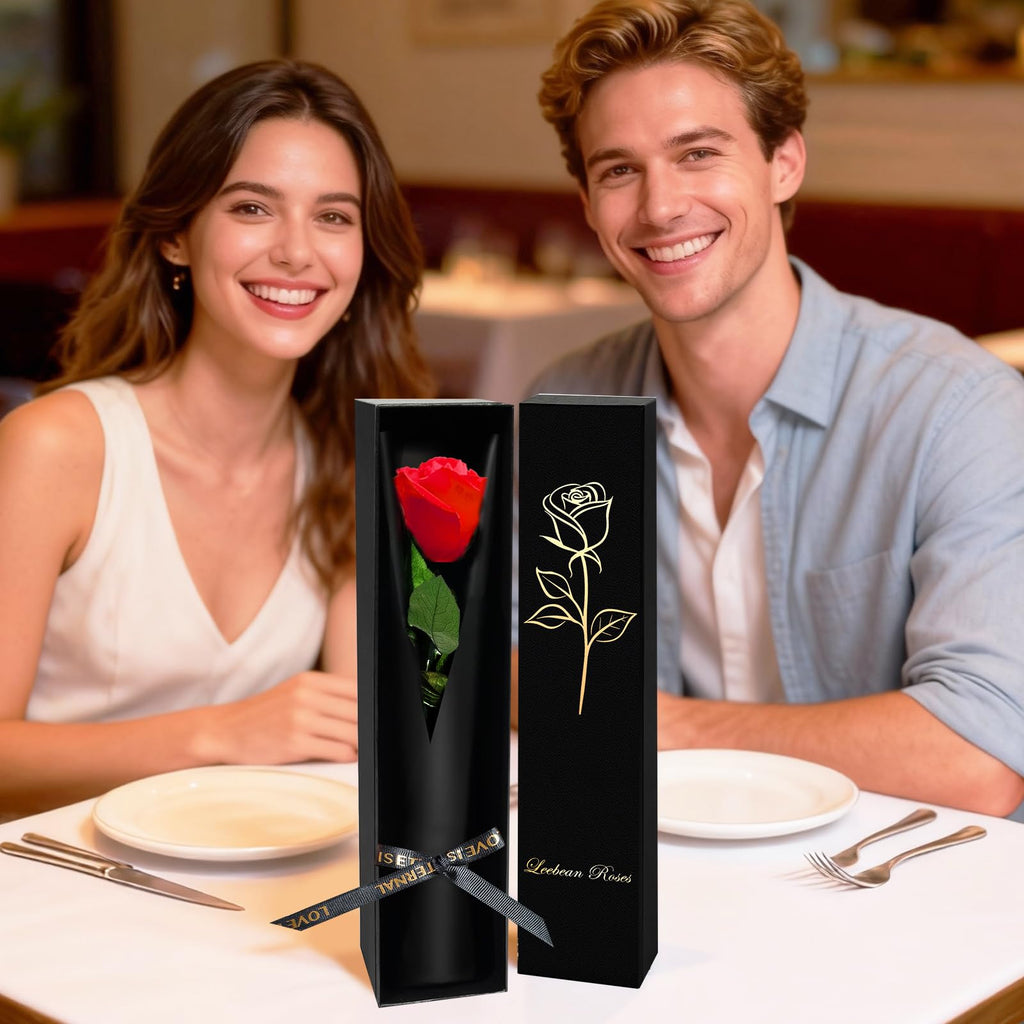 Leebean Single Forever Roses Luxury Gift for Women/Men, Birthday Gifts for Women,Flowers Gifts for Girlfriend,Wife,Mom,Anniversary,Valentine's Day,Wedding,Graduation,Presents for Her,Red