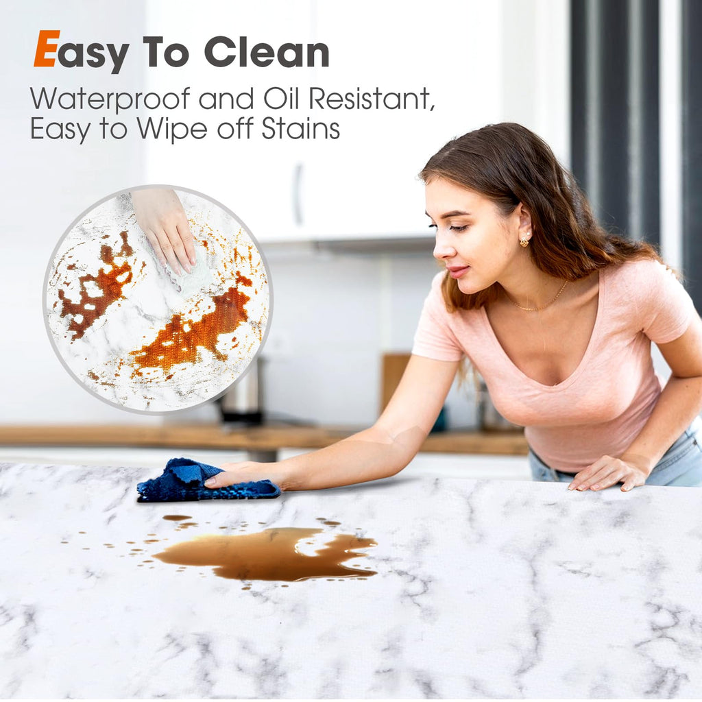 Beautysaid Shelf and Drawer Liner for Kitchen Cabinet, Non Adhesive Non Slip Shelf Paper Waterproof Washable Thickened for Dresser Pantry Shelve Bathroom Protector Liner(Marble,23.6 in x 20 FT)