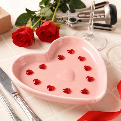 Meanplan 2 Pcs Pink Heart Spoon Rest 4.3 Inches Valentine's Day Ceramic Spoon Rest Coffee Lovers Gifts for Coffee Stirrers Teaspoon Bar Accessories Kitchen Countertop Decor
