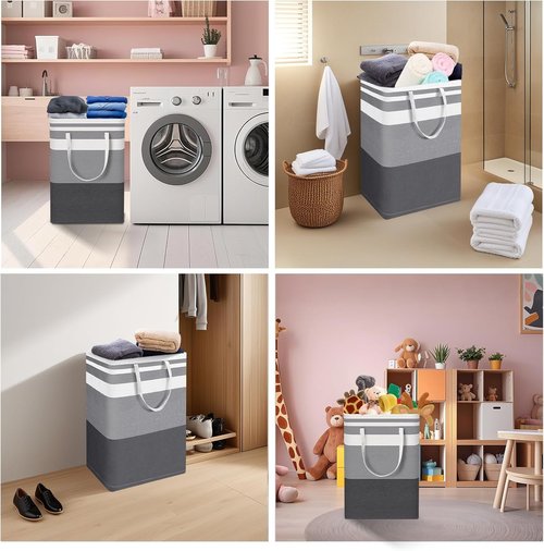 Large Laundry Basket by [Brand Name] - Waterproof Collapsible Hamper with Extended Handles | 75L Capacity for Clothes & Toys