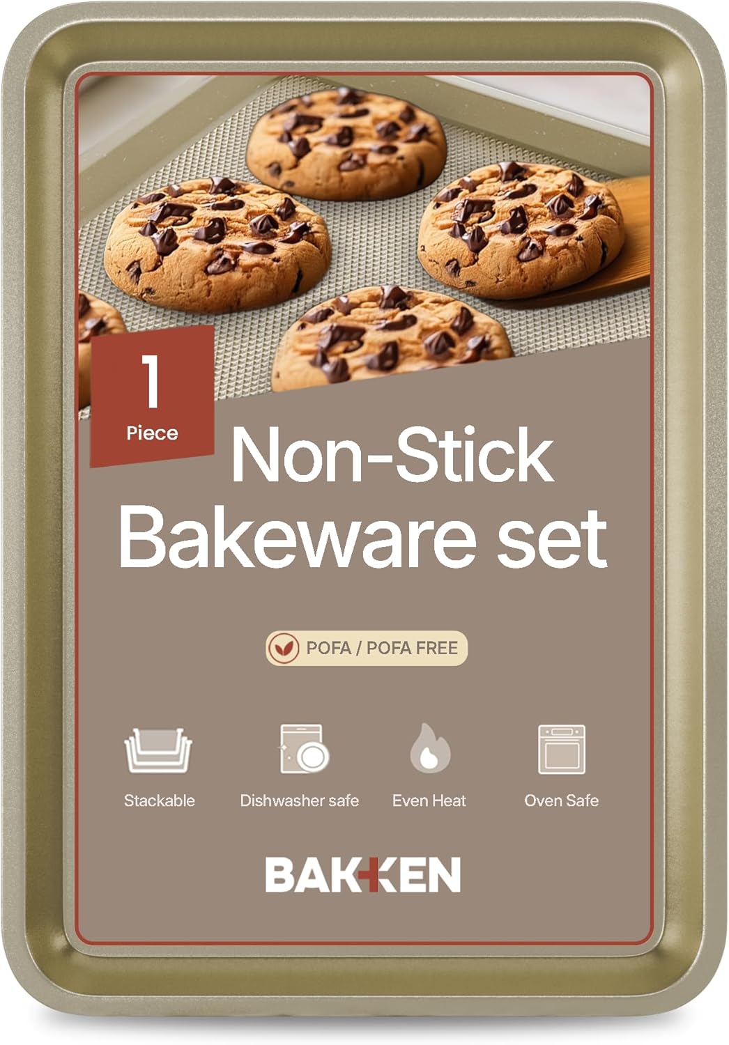 BAKKEN Nonstick Baking Pans - Commercial Grade Carbon Steel Cookie Sheet, 13.58" x 9.65", PFOA Free
