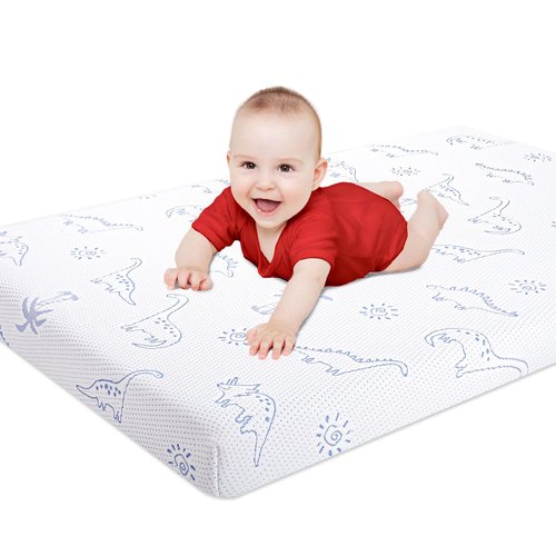 Mochen Pack and Play Mattress, 38"x26" Dual-Sided Firmness & Soft Memory Foam Pack n Play Mattresses Pad, Travel Baby Mattress for Pack n Play with Removable Dinosaurs Cover, Portable & Washable