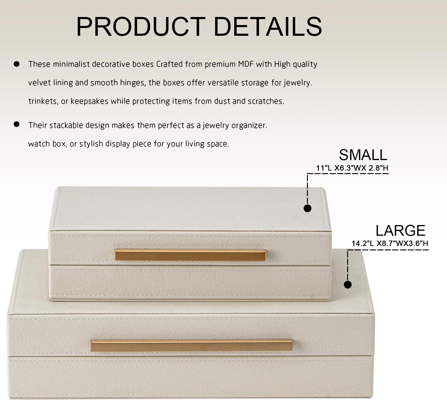 Regine Switzerland Set of 2 Beige Shagreen Decorative Storage Boxes - Faux Leather Jewelry & Memory Organizers